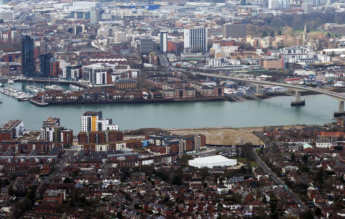 Aerial shot of Southampton 
