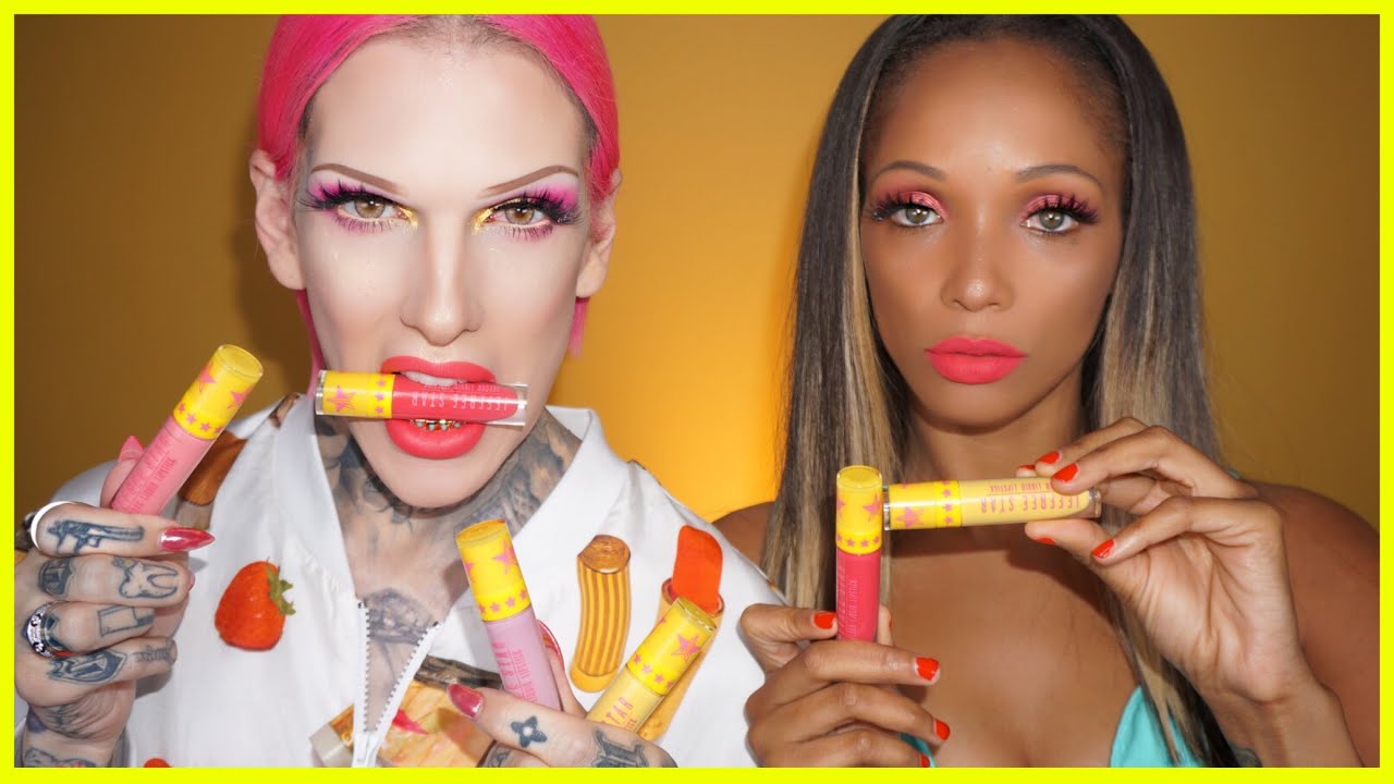 jeffree star holding makeup in his mouth