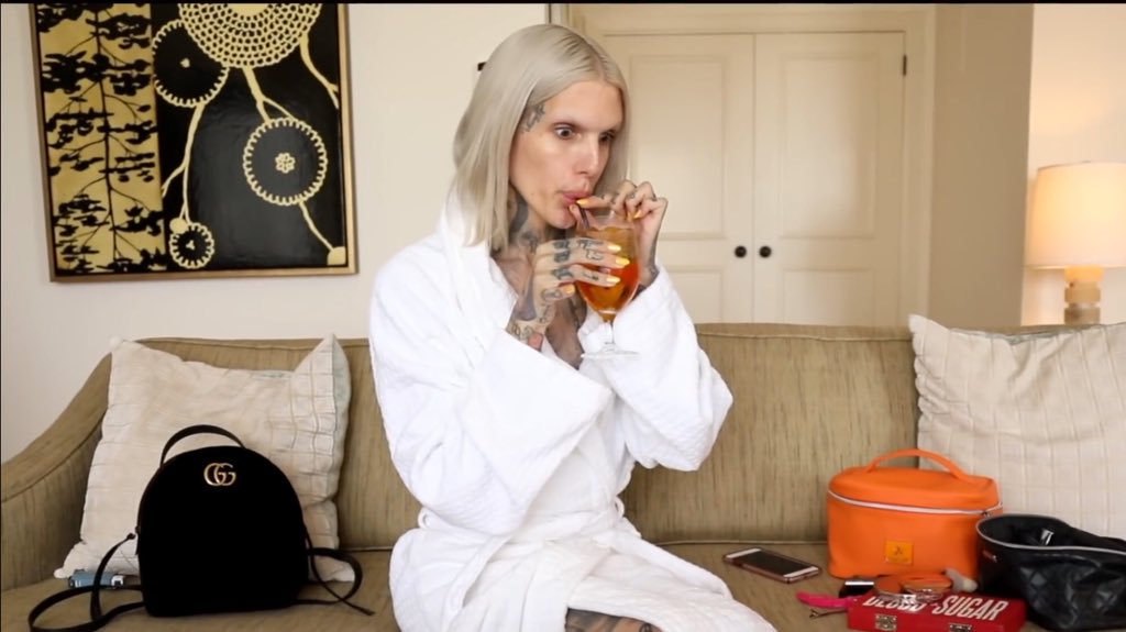 jeffree drinking from a straw