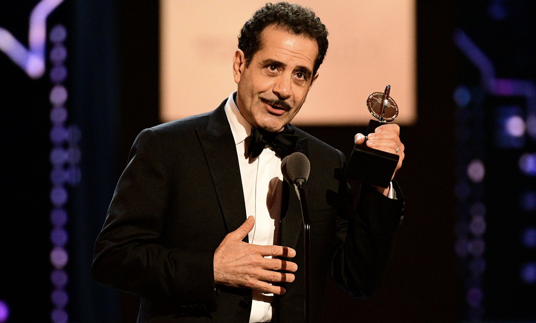 Tony Shalhoub winning his first Tony award in 2017