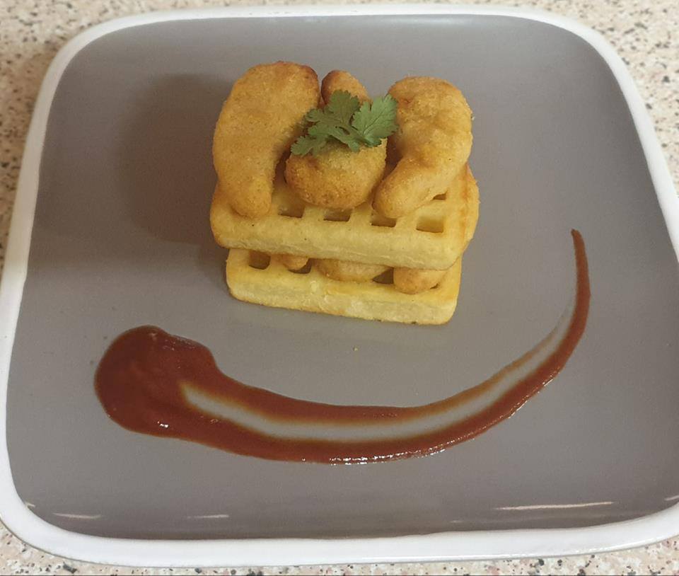 chicken nuggets and waffles