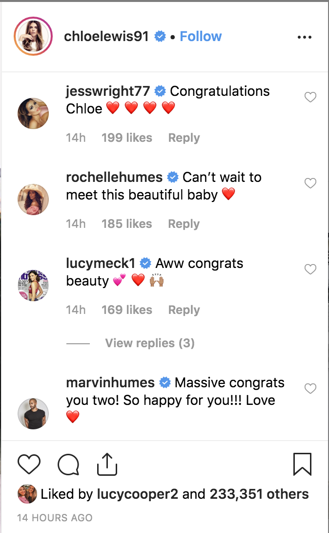 chloe lewis pregnancy congratulations 