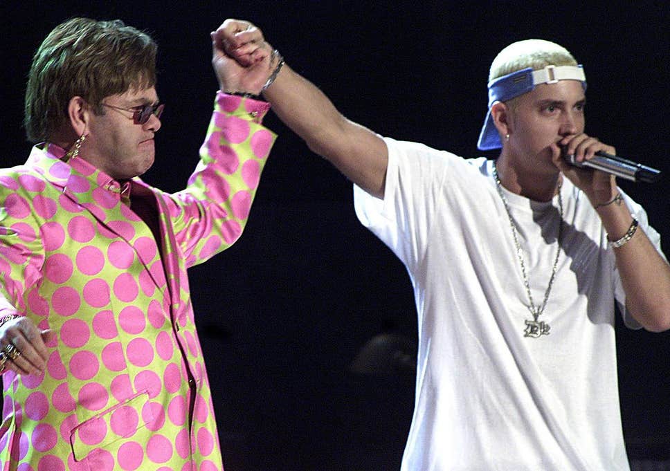 Eminem performing with Elton John