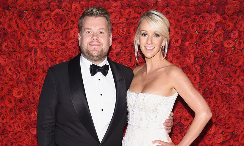 James Corden's wife Julia Carey poses with him before an event