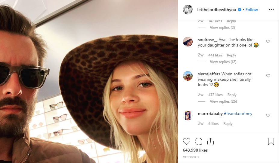 Sofia Richie & Scott Disick age gap Instagram snap