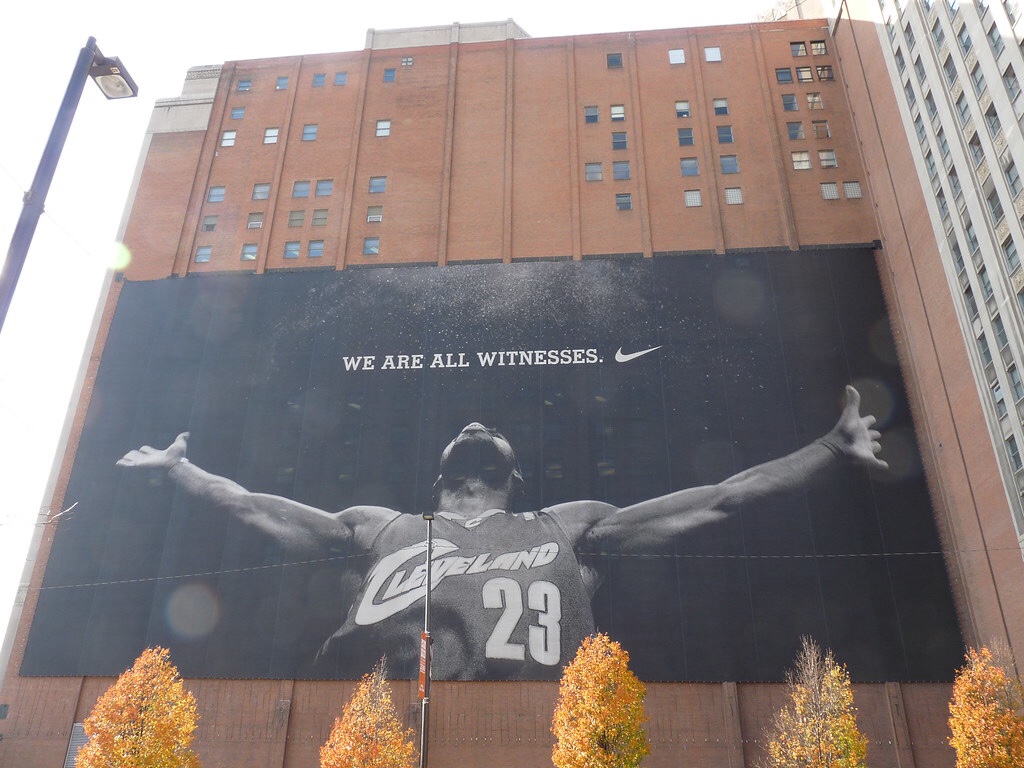 Murals throughout the city of Cleveland laid by Nike offered an indication of LeBron James’ net worth and value