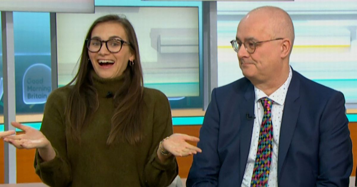 Grace Blakely and Iain Dale on the set of GMB