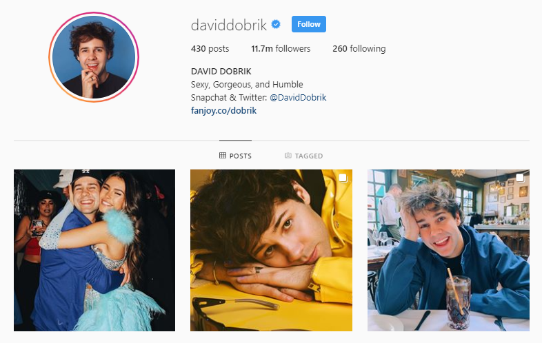 David Dobrik instagram