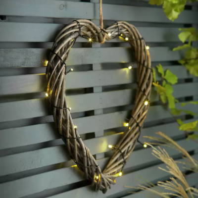 Argos garden lights Home Solar LED Wicker Heart Light