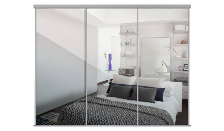 Sliding Doors and track W2672 Silver Frame Mirror