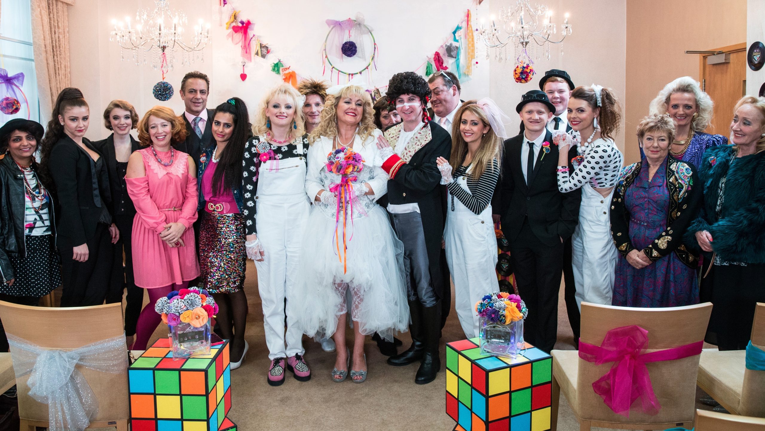 kirk and beth 80s themed wedding coronation street