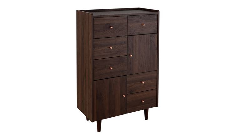 Lola 6 Drawer Tallboy - Walnut Effect