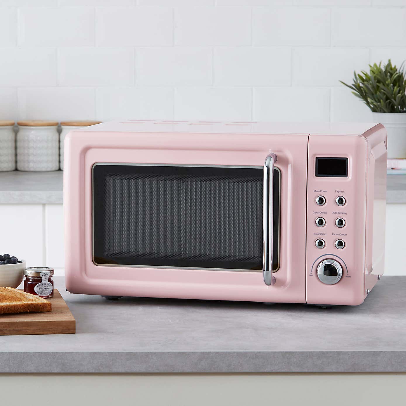 Retro 20L 800W Pink Digital Microwave
