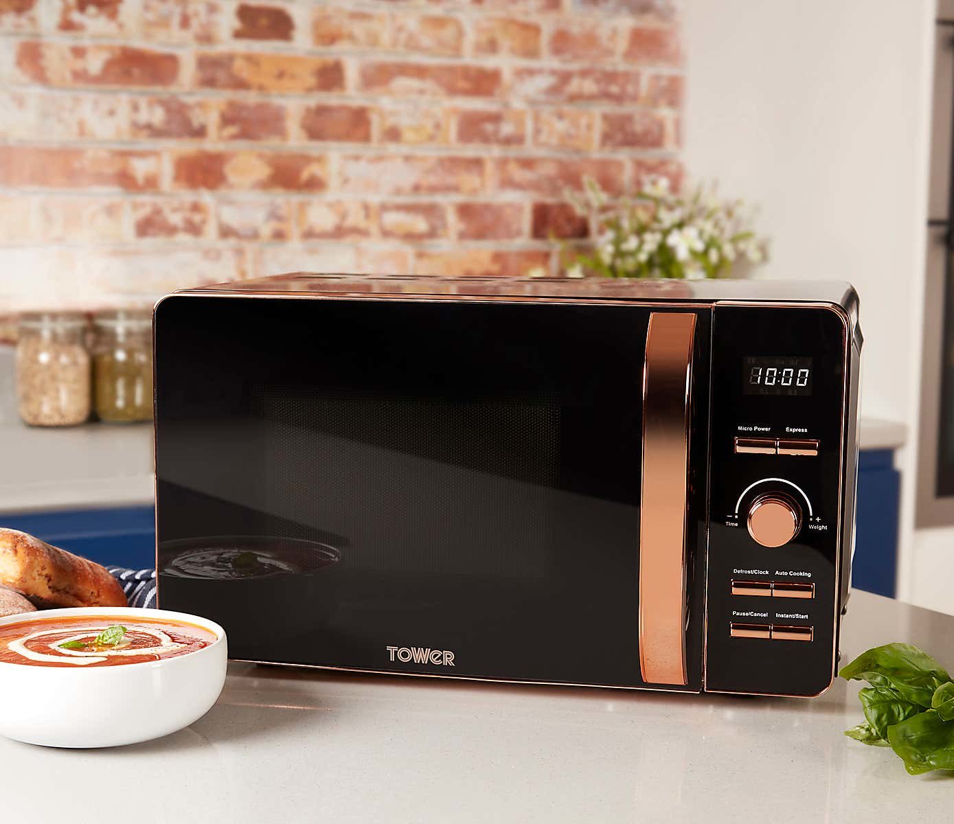 Tower 20L 800W Digital Black & Rose Gold Microwave