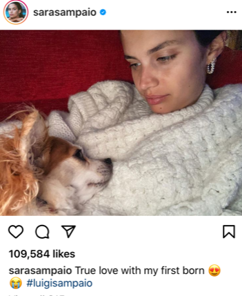 Sara Sampaio with dog