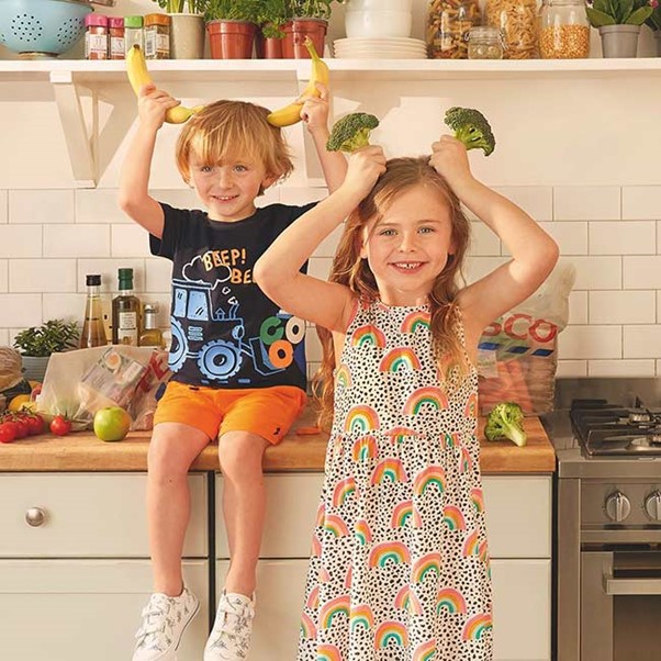 Abbey Clancy’s kids Liberty and Johnny in the F&F ‘Made Mindfully’ campaign.