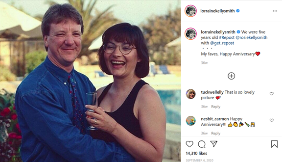 Lorraine reshares daughter Rosie’s Instagram post celebrating her parent’s anniversary.