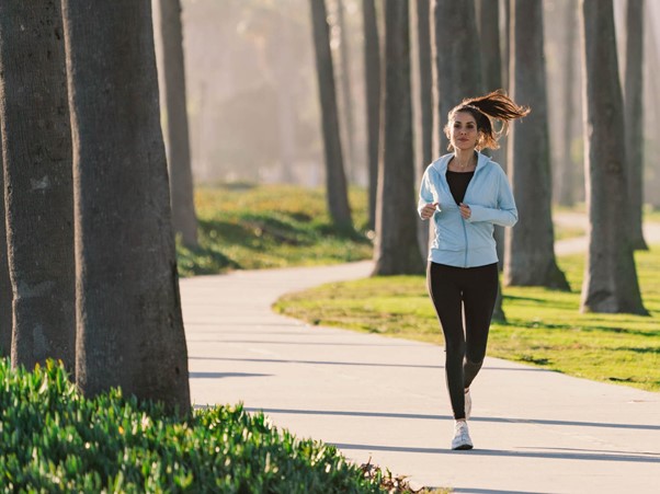 A woman running.