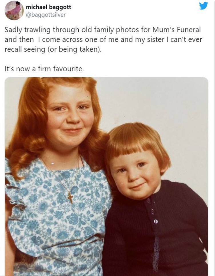 Michael shares a rare childhood snap with his sister.