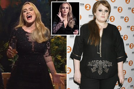 Adele- before and after her incredible weight loss.