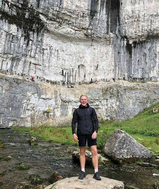 Colson enjoying a hike in the Yorkshire Dales.