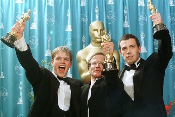 The star wins an Oscar with Robin Williams and Ben Affleck for Good Will Hunting.