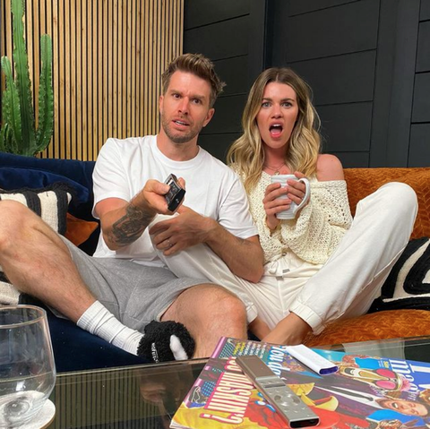 Joel Dommett Instagram: The couple getting comfy for their appearance on Celebrity Gogglebox.