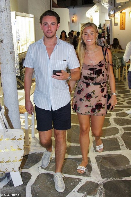 The reality TV star with her boyfriend George on holiday in Mykonos, Greece.