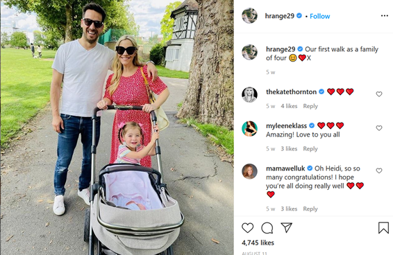 The family of four going on their first walk together.