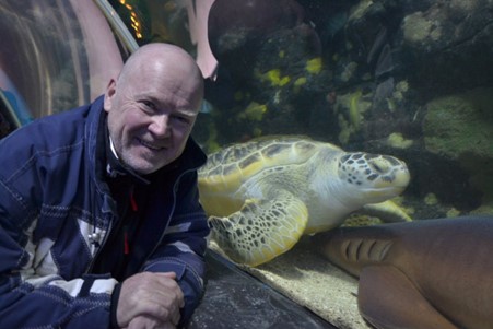 Steve McFadden enjoying his trip to The National Sea Life Centre.
