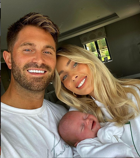 The former reality contestant with his new baby and fiancée Danielle Fogarty.