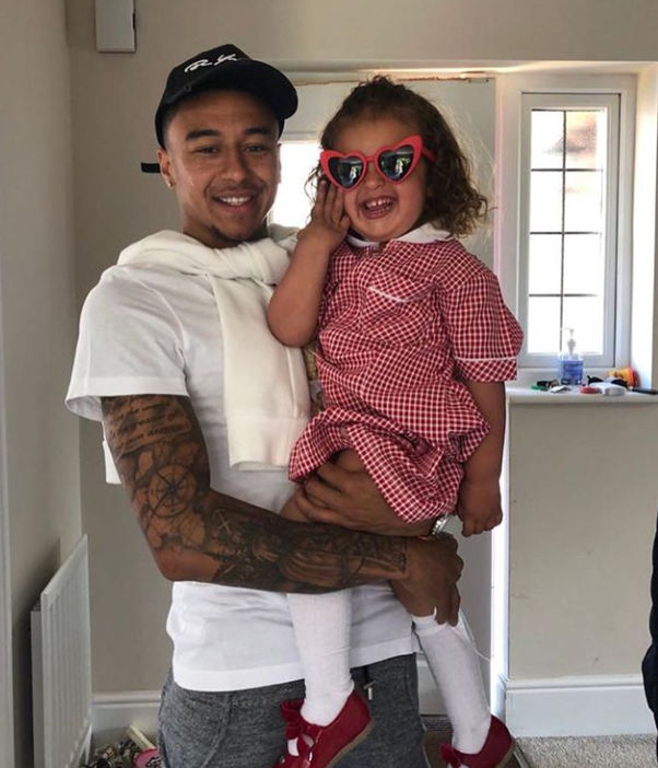 Jesse Lingard Wife: With daughter Hope.