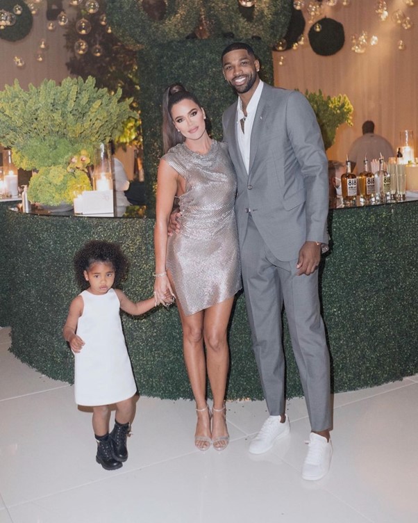 Khloe and Tristan: Khloe Kardashian and Tristan Thompson with daughter True in happier times.