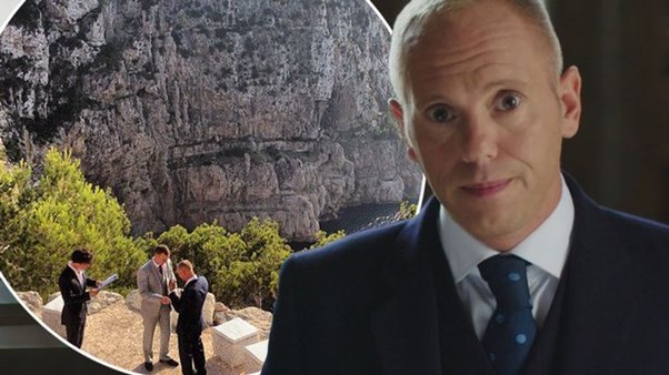Judge Rinder Husband: The TV judge on his Ibiza wedding day to barrister Seth Cummings.
