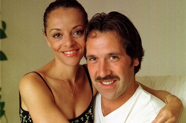 The goalkeeper with his second wife Debbie Rodgers, who he ended up cheating on.