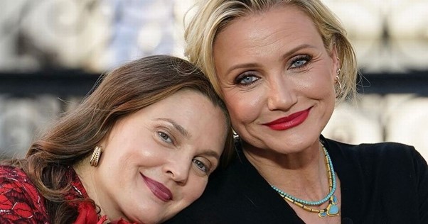 The actress with her long-time friend Drew Barrymore.