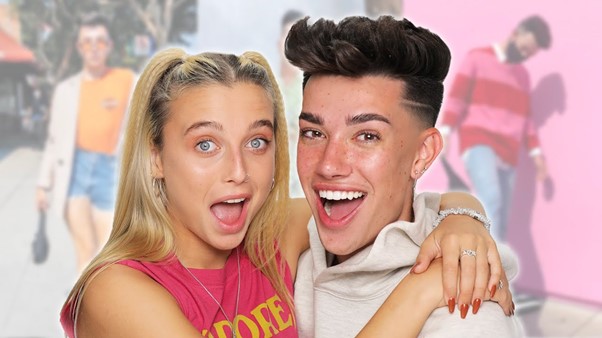 How old is Emma Chamberlain? The star with fellow YouTuber James Charles.