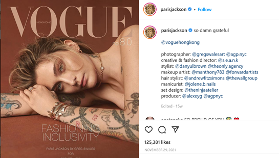 Michael Jackson Daughter: Paris Jackson shares her Vogue cover on Instagram.