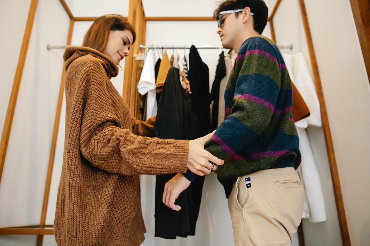 Woman and Man with Clothes