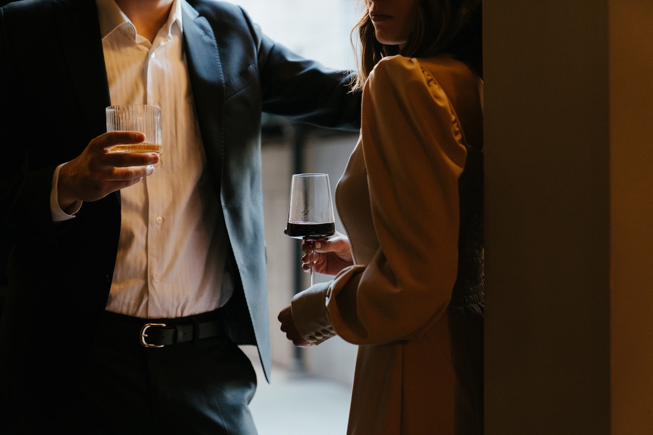 Woman and Man with wine