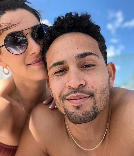 Becca and Thomas: The couple get cosy on Instagram.