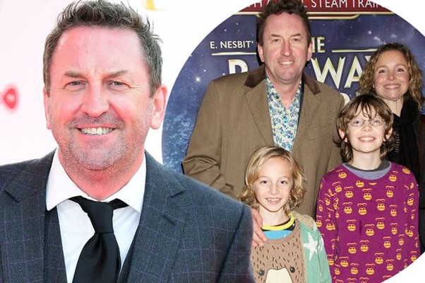Lee Mack Wife: The couple take their kids to a film premiere.