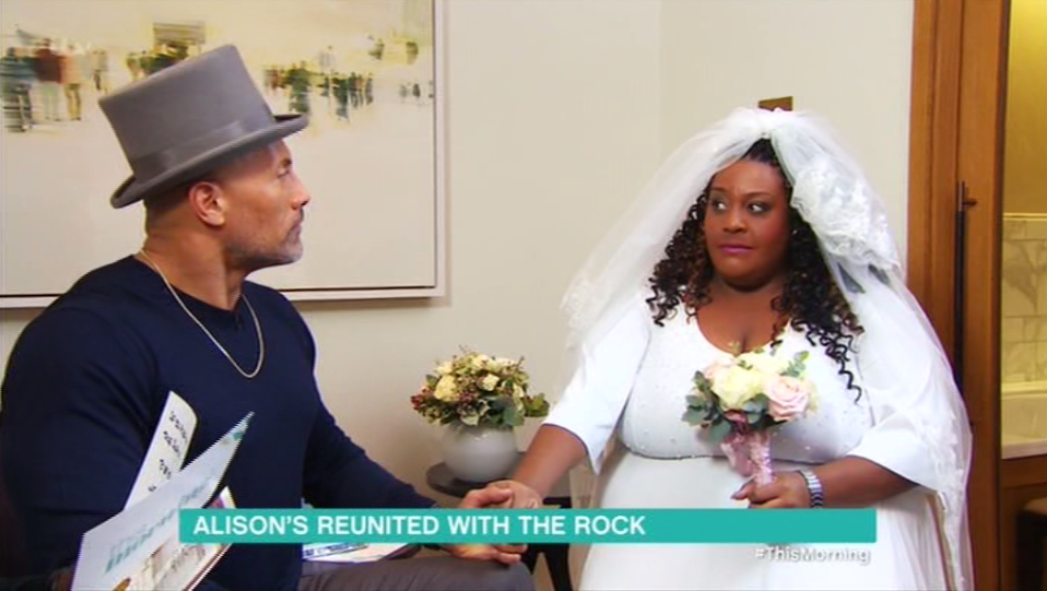 The TV presenter gets “married” to The Rock on This Morning.